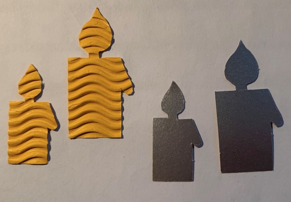 Kerzli aus Wellen-Wellpappe / Wellkarton gelb, Kerzli aus Silberkarton